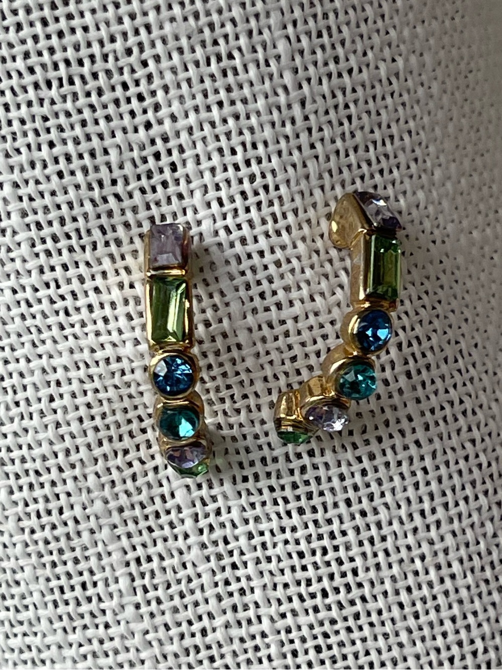 Gold-Tone Multicolor Crystal Huggie Earrings - Women Jewelry